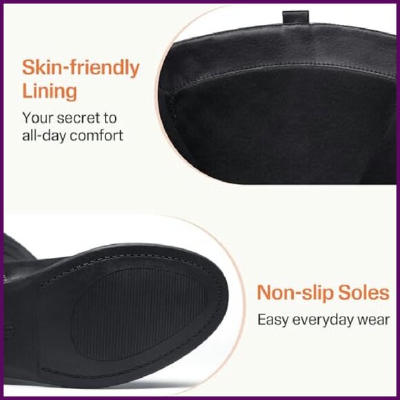 Women's Knee High Riding Boots Low Heel Wide Calf Vegan Leather - Picture 7 of 8